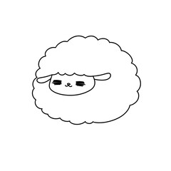 A cartoon sheep with a sleepy face