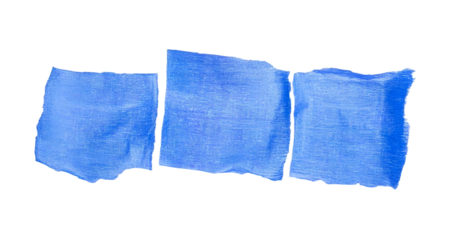 Blue washi tapes isolated Pieces of decorative tape for scrapbooks. Torn paper a cutout transparent background