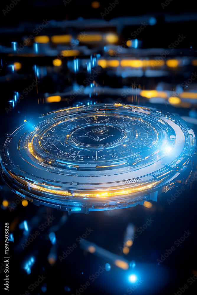 Poster futuristic technology visualization digital realm abstract graphics high-tech environment aerial per