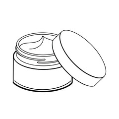 Open Cream Jar Outline Vector Skincare Product Isolated On White Background