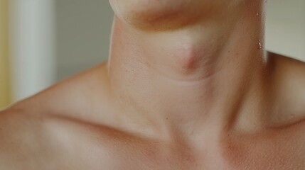 Fototapeta premium Closeup of the neck and clavicle area. Throat. Collarbone. Jawline. Laryngeal prominence