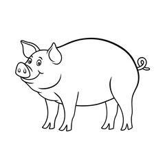 Cute Cartoon Pig Outline Illustration For Coloring Books And Educational Materials