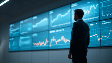 Fototapeta premium KPI Performance Analysis in a High-Tech Boardroom