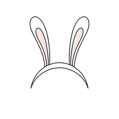 A cartoon rabbit's ears are drawn on a white background