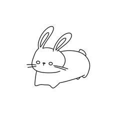 A rabbit is laying down on a white background