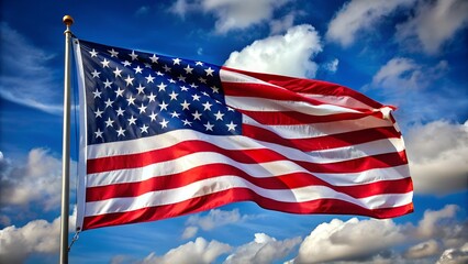 Fototapeta premium American flag against blue sky