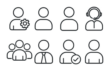 Linear style business and communication icons set for professional applications