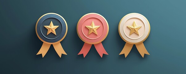 3D Quality Guarantee Medal: A high-quality rating symbol, this 3D vector medal with a star and ribbon exemplifies excellence in service or product.