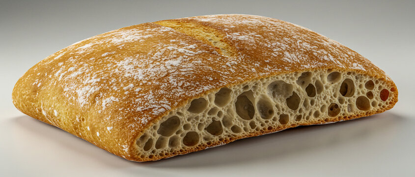 Freshly baked ciabatta roll with a golden, crispy crust dusted lightly with flour - Powered by Adobe