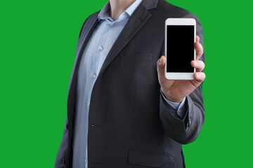 Businessman using smart phone, isolated on white