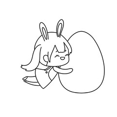 A girl is holding an egg in her arms