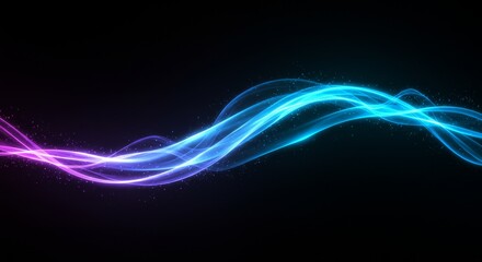 Dark Wave Light Abstract - Symbolizing energy, flow, motion, technology, and mystery. A vibrant, dynamic abstract wave of light against a dark background