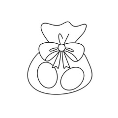 A white bag with a bow on it