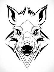Detailed vector illustration of a wild boar head, highlighting its tusks and fierce expression