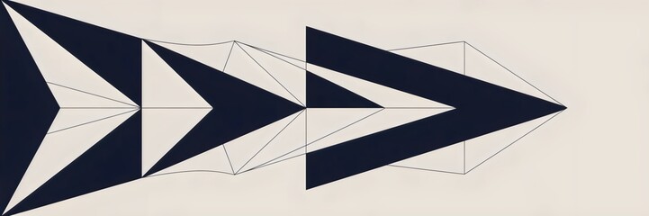 Obraz premium Geometric design of triangles forming a sleek arrow in blue tones – Ideal for contemporary design or directional themes.