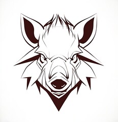 Vector illustration of a wild boar head, showcasing its distinctive features and rugged texture.
