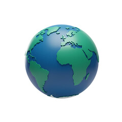 Fototapeta premium 3D Earth Globe World Map Planet Icon on transparent background