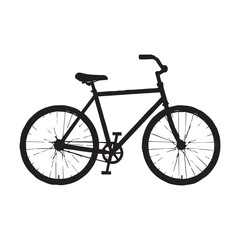 Hand drawn bicycle silhouette on white background