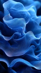 Obraz premium Abstract Blue Fabric Phone Wallpaper Flowing Curves & Delicate Textures for Serene Elegance | 4K Vertical Mobile Background