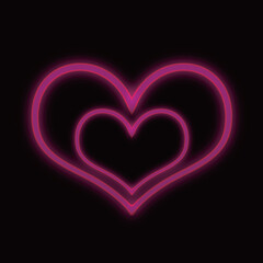 2重ハートピンクネオン_正方形