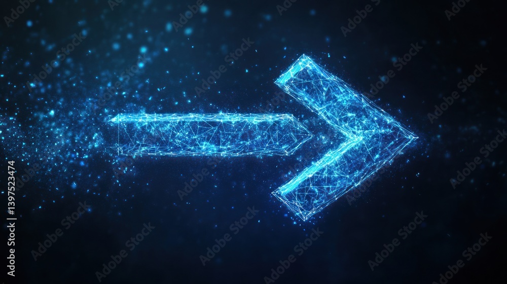 Poster Digital Arrow Pointing Forward in Dark Space