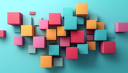 Background design with abstract 3D geometric blocks, suitable for modern and creative settings.