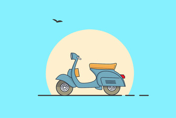 Elegant Blue Vintage Vespa - Vector Art 