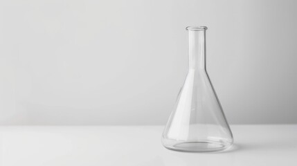 Glass laboratory flask positioned on a clean surface demonstrates essential equipment for scientific experiments