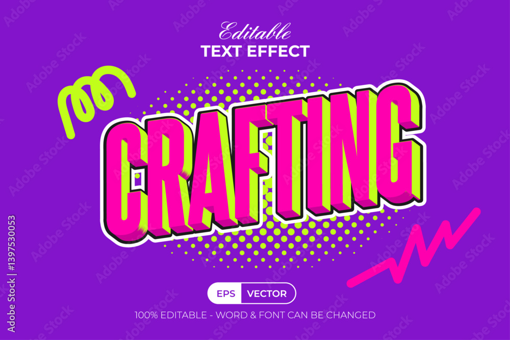 Poster crafting 3d text effect vibrant y2k style. editable text effect.