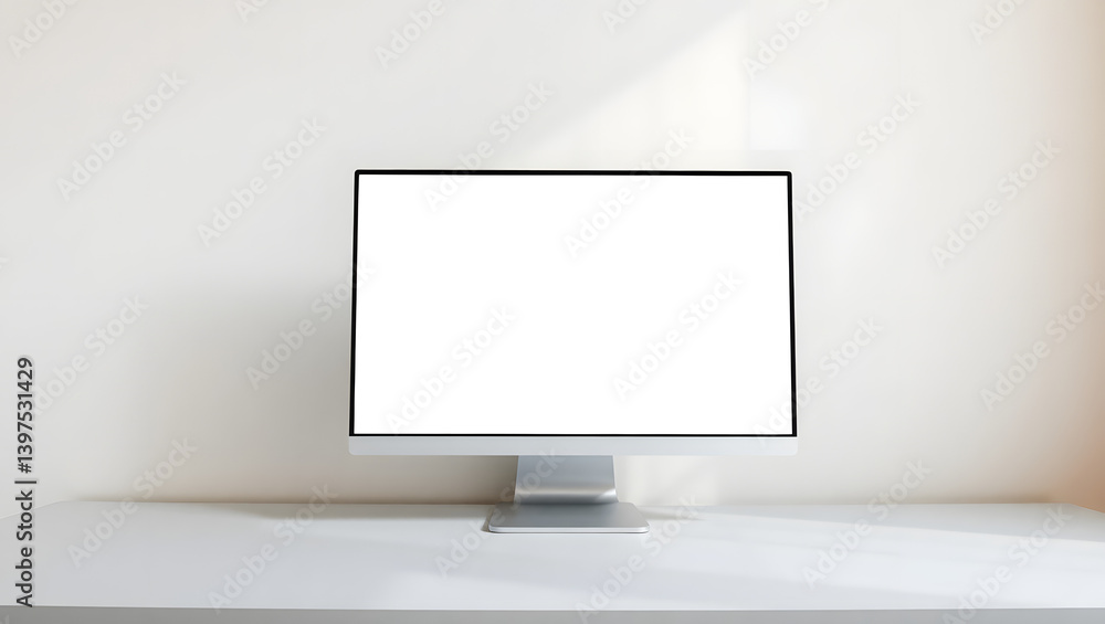 Poster sleek modern desktop computer monitor with blank screen