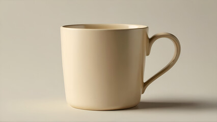 cream ceramic coffee cup in cream background, Generative AI