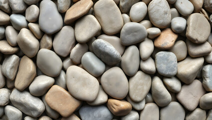 Smooth River Stones Texture Top Down View of Assorted Pebbles