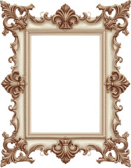 Ornate Baroque Rococo frame in off-white and gold for artwork display with copy space