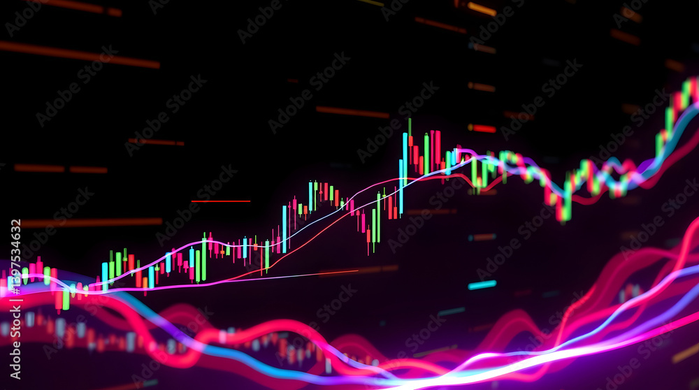 Poster abstract 3d rendering of dynamic stock market