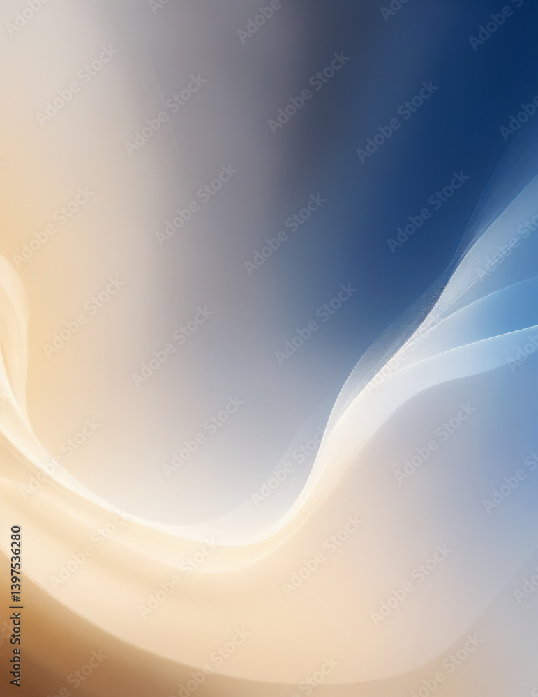 Wall mural abstract wave background - abstract light blue and golden waves background - generative ai