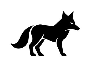 Obraz premium Powerful black silhouette of a stylized fox head logo. A bold, stylized graphic of a fox head, in solid black silhouette against a white background.