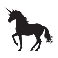 Flat design unicorn silhouette illustration on white background