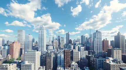 Naklejka premium Bright skyline scene with tall glass structures high resolution picture