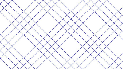 Fototapeta premium Indigo Dotted Plaid Pattern - Navy Blue Woven Lines on White Background