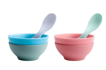 Versatile Silicone Feeding Sets for Infants Isolated On Transparent Background