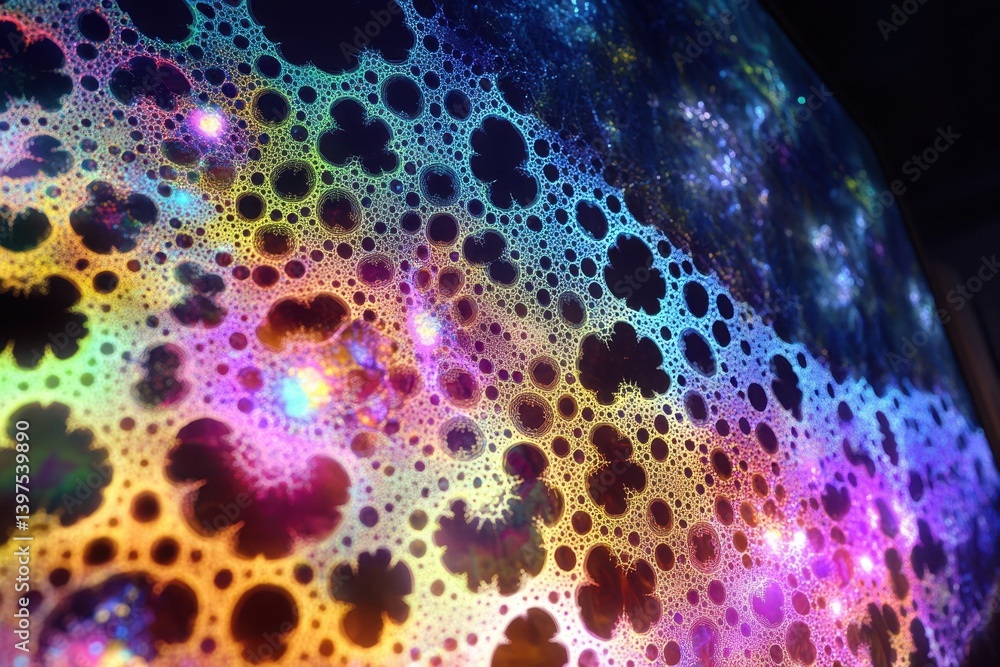 Poster colorful abstract bubble patterns with vibrant hues and intricate shapes create a mesmerizing effect