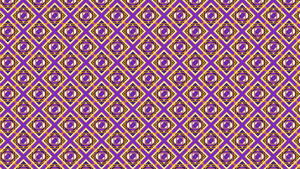 Geometric Diamond Pattern  Golden-Yellow Outlines with Intricate Purple Motifs