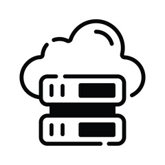 Visually appealing glyph style icon of cloud server storage