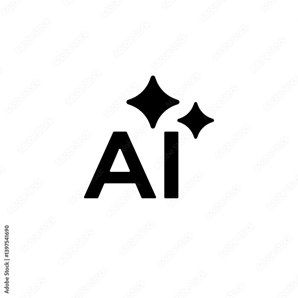 Poster ai letters highlighted by sparkles, symbolizing innovation and the future of technology and design.