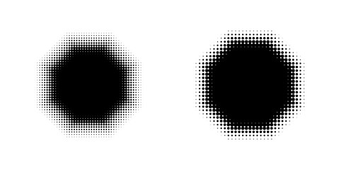 Octagon Halftone Effect Gradient Vector Illustration set