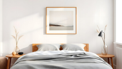Serene Minimalist Bedroom Decor Neutral Wall Art & Modern Design