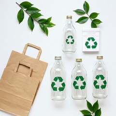 Recycling Glass Bottles & Paper Bag – Eco-Friendly Concept