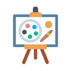 Painting Palette Displayed on Canvas Easel Icon Design