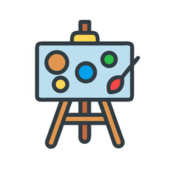 Painting Palette Displayed on Canvas Easel Icon Design