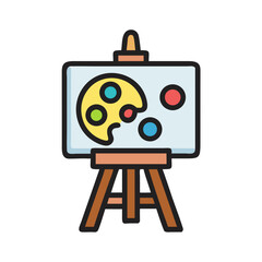 Painting Palette Displayed on Canvas Easel Icon Design